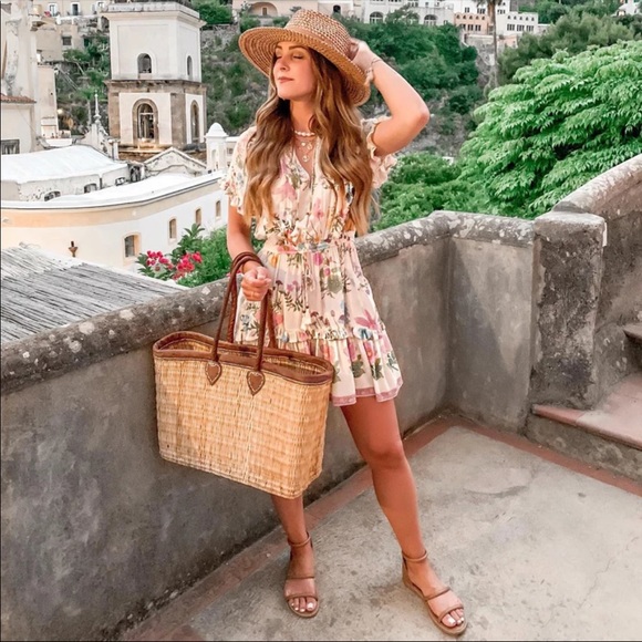 Boho 70s Large Floral Gypsy Print Dress Ruffle - Picture 3 of 14